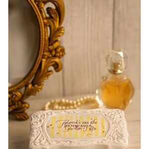 Lady Jayne Trinket Box Friends Flowers Garden of Life Yellow Stripe Ceramic 2002